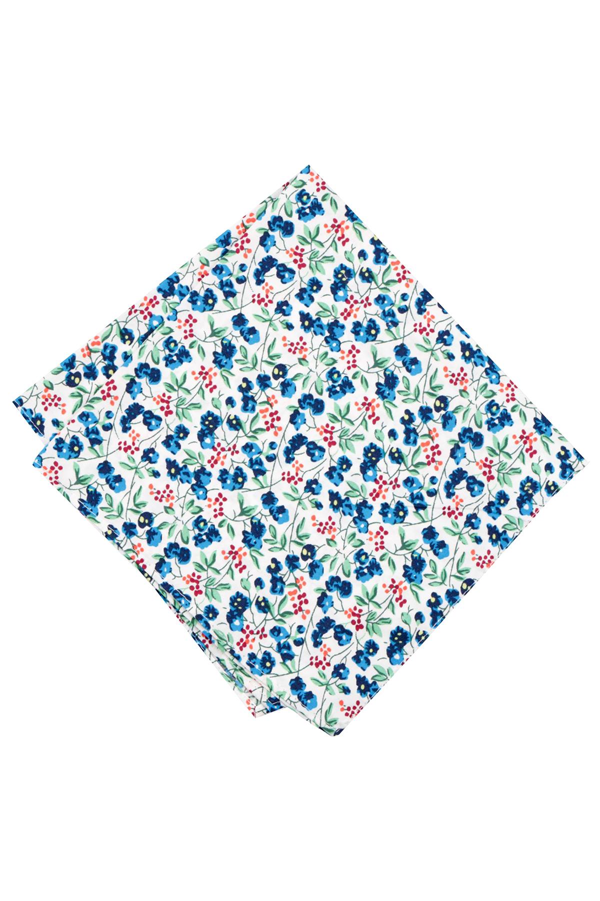 BAR III Blue Hume-Floral Printed Cotton Pocket Square