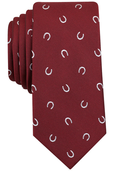 BAR III Burgundy Horseshoe Print Harmot Skinny Tie