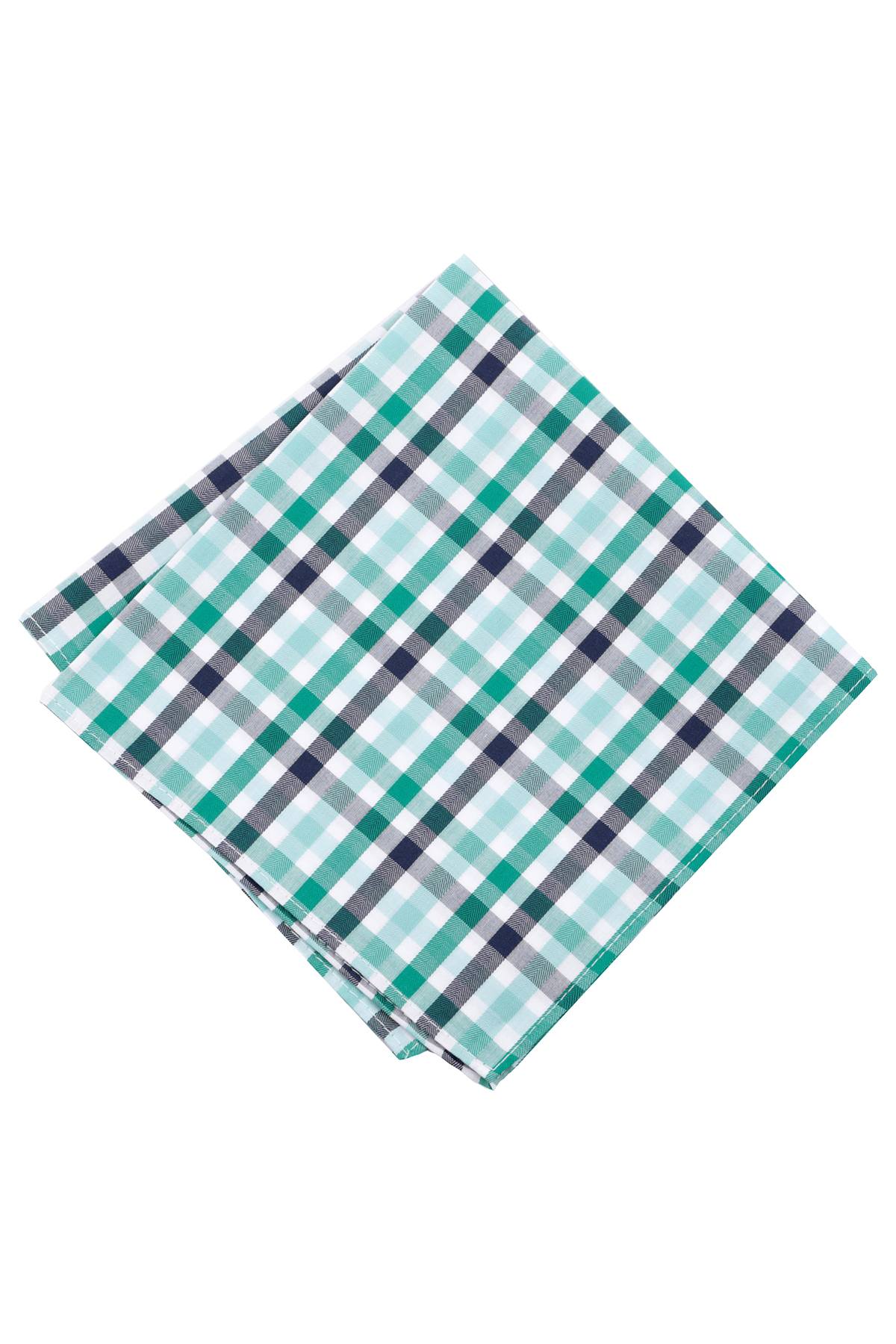 BAR III Green Gingham-Plaid Printed Cotton Pocket Square