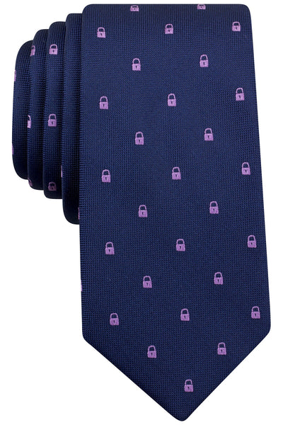 BAR III Navy/Lilac Lock Neat Skinny Tie