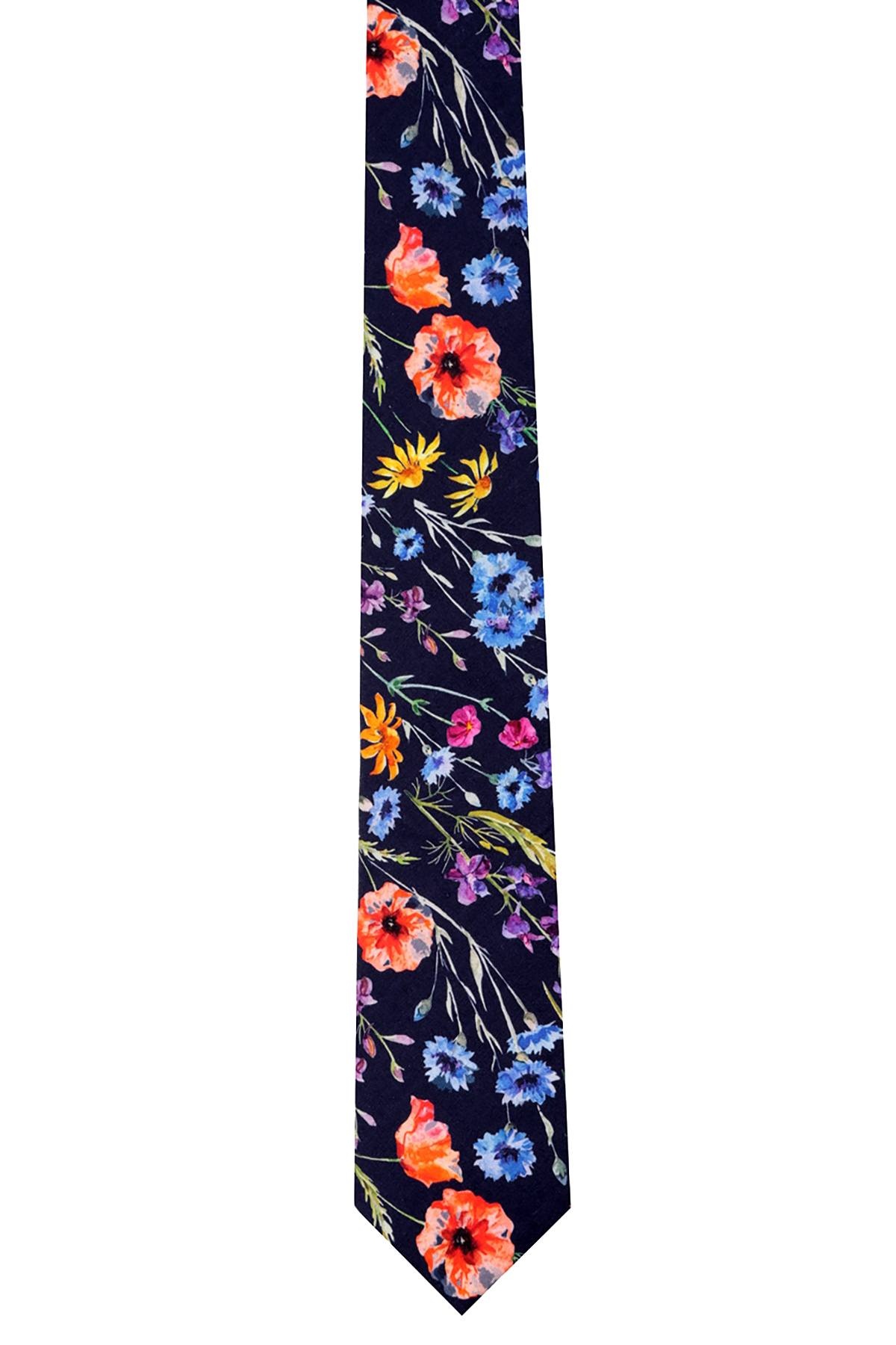 BAR III Navy Tahaa-Floral Skinny Tie