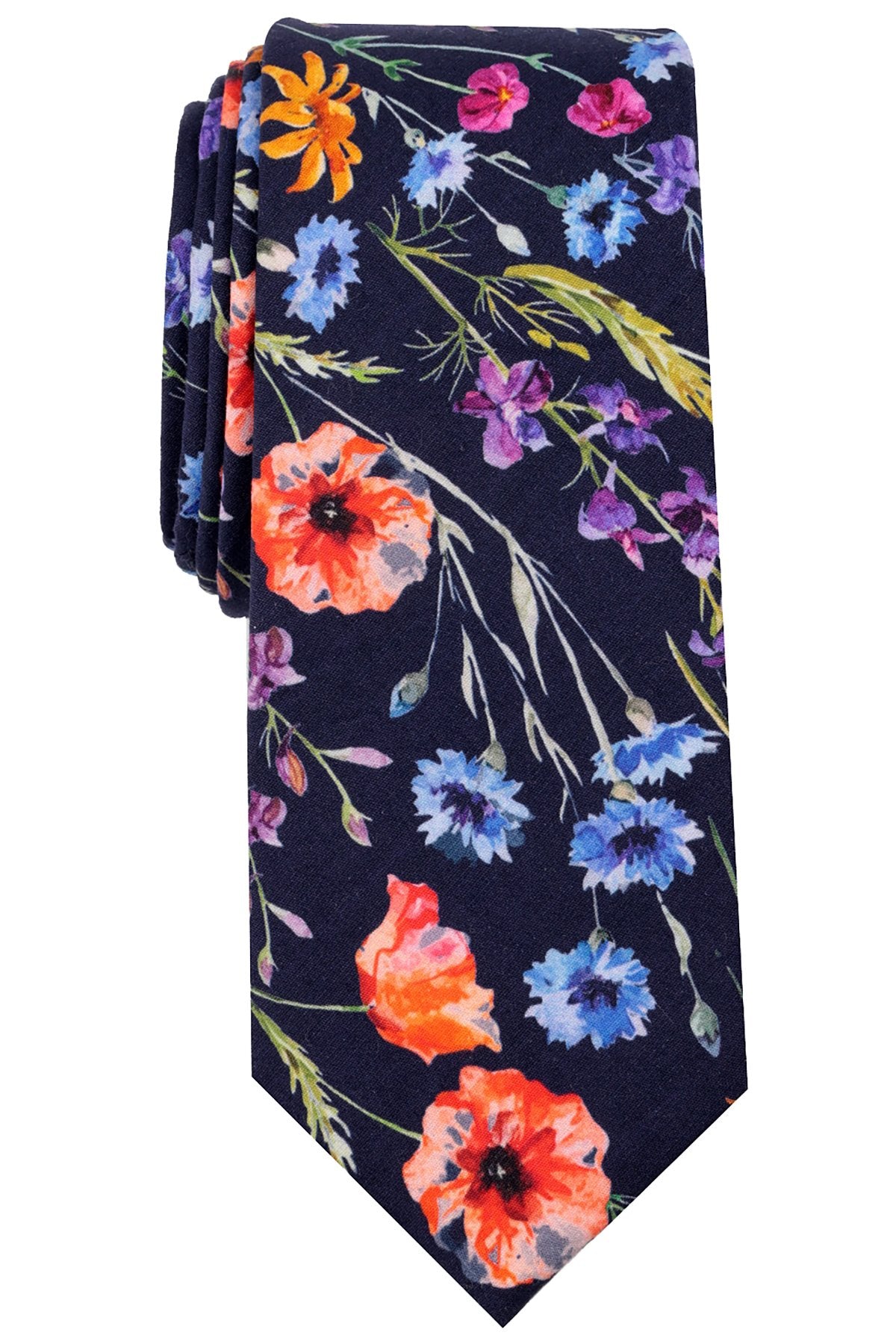 BAR III Navy Tahaa-Floral Skinny Tie