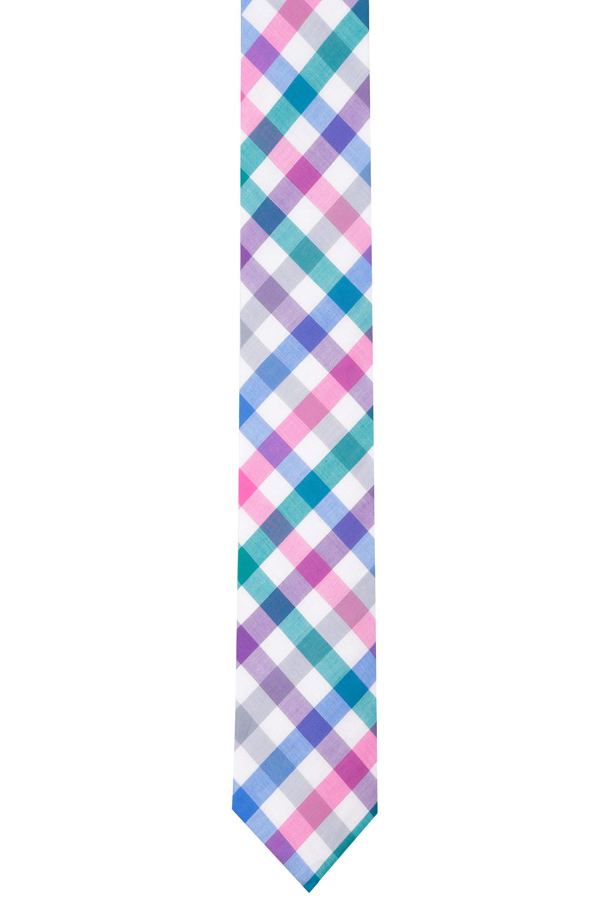 BAR III Pink Bold-Gingham Skinny Tie