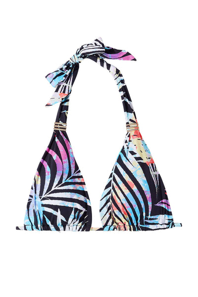 BAR III Tie Dyed Halter Bikini Top in Black