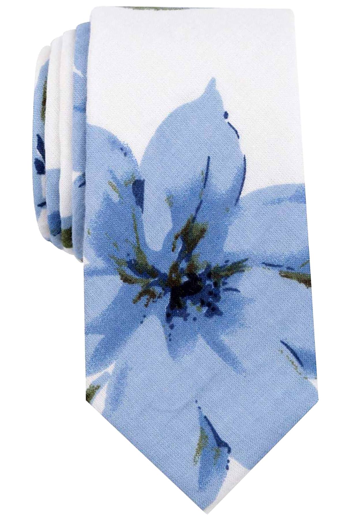 BAR III White Dylan-Floral Skinny Tie
