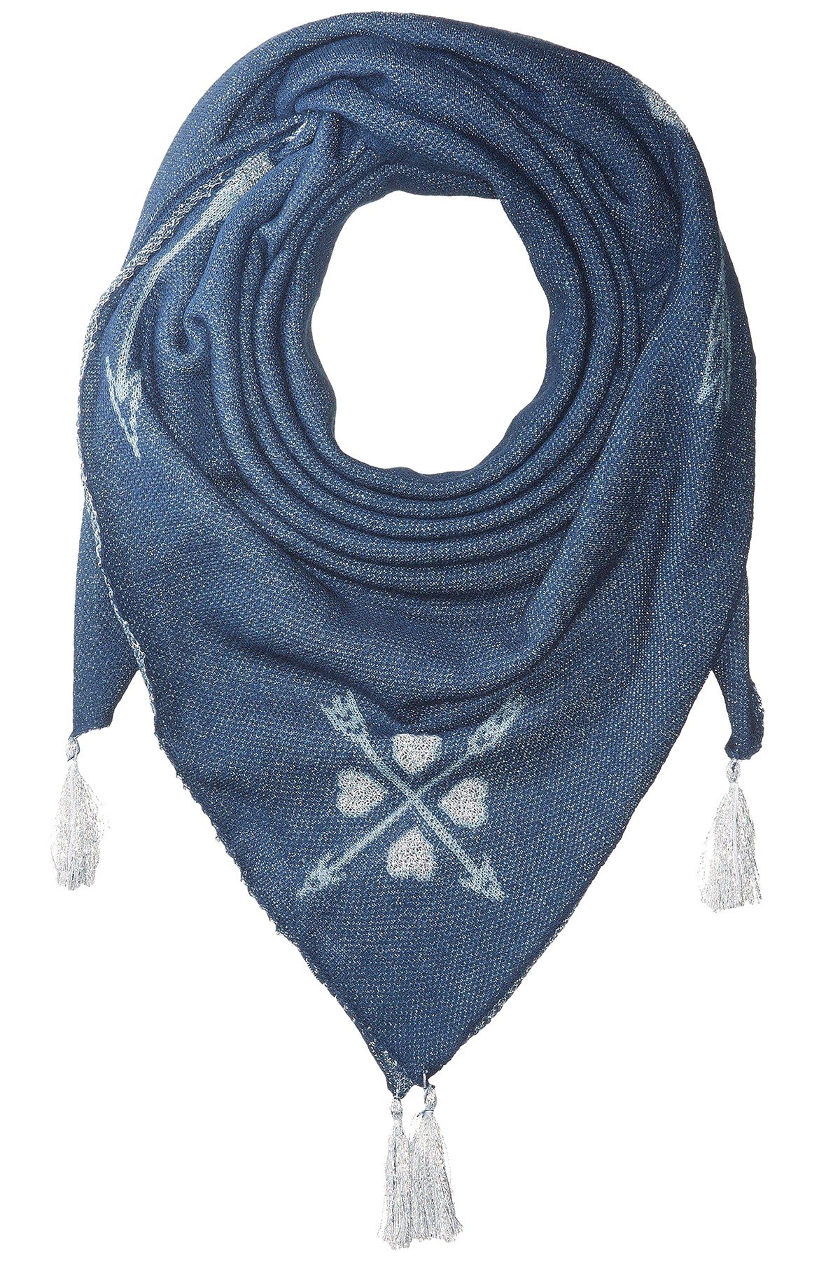 BCBGeneration Marine-Blue Cupids-Arrows Knit Bandana Scarf