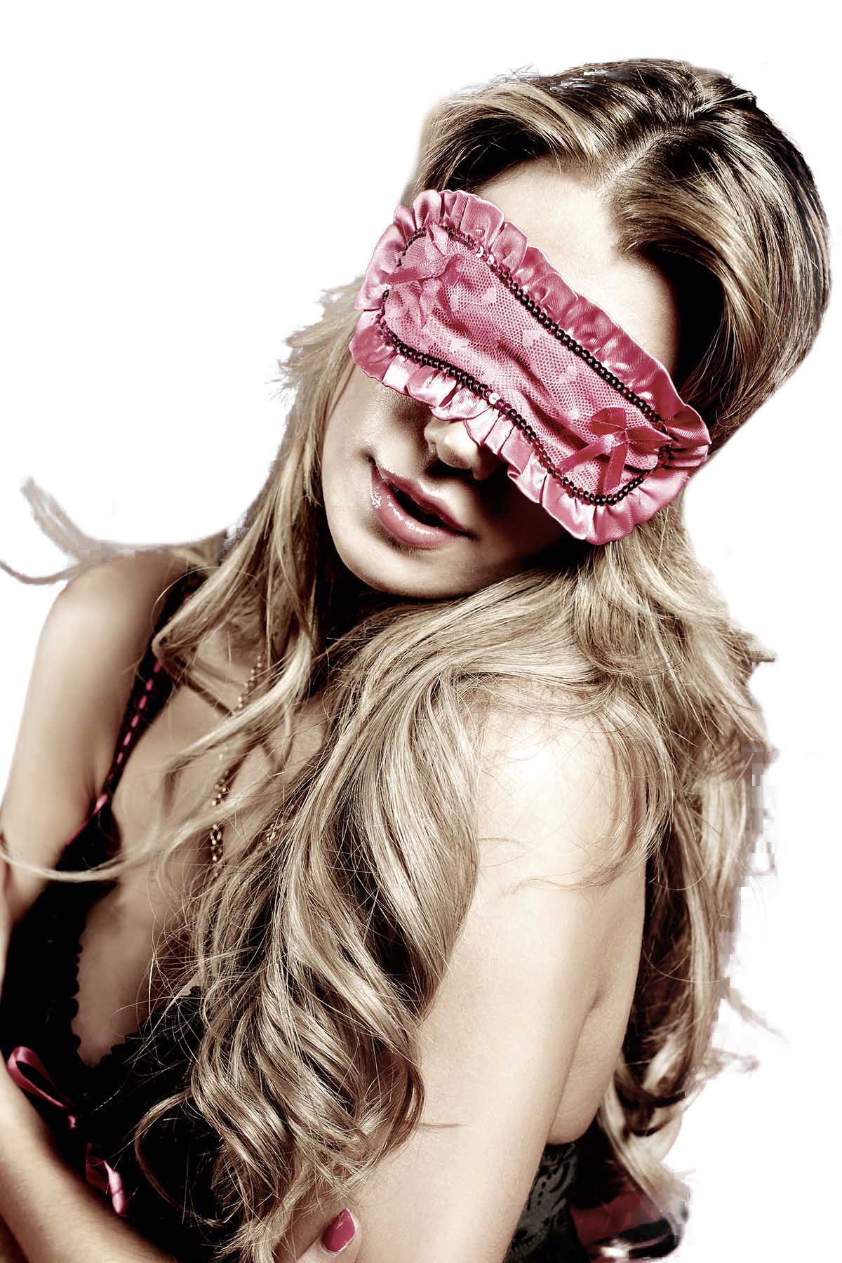 Baci Pink Satin & Lace Sleep Mask