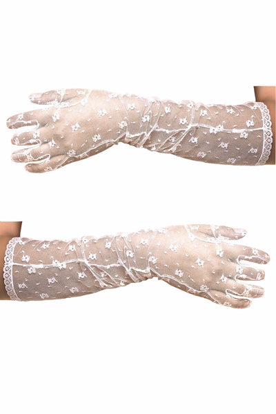 Baci White Lace Evening Gloves