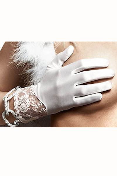 Baci White Satin & Lace Wrist Glove