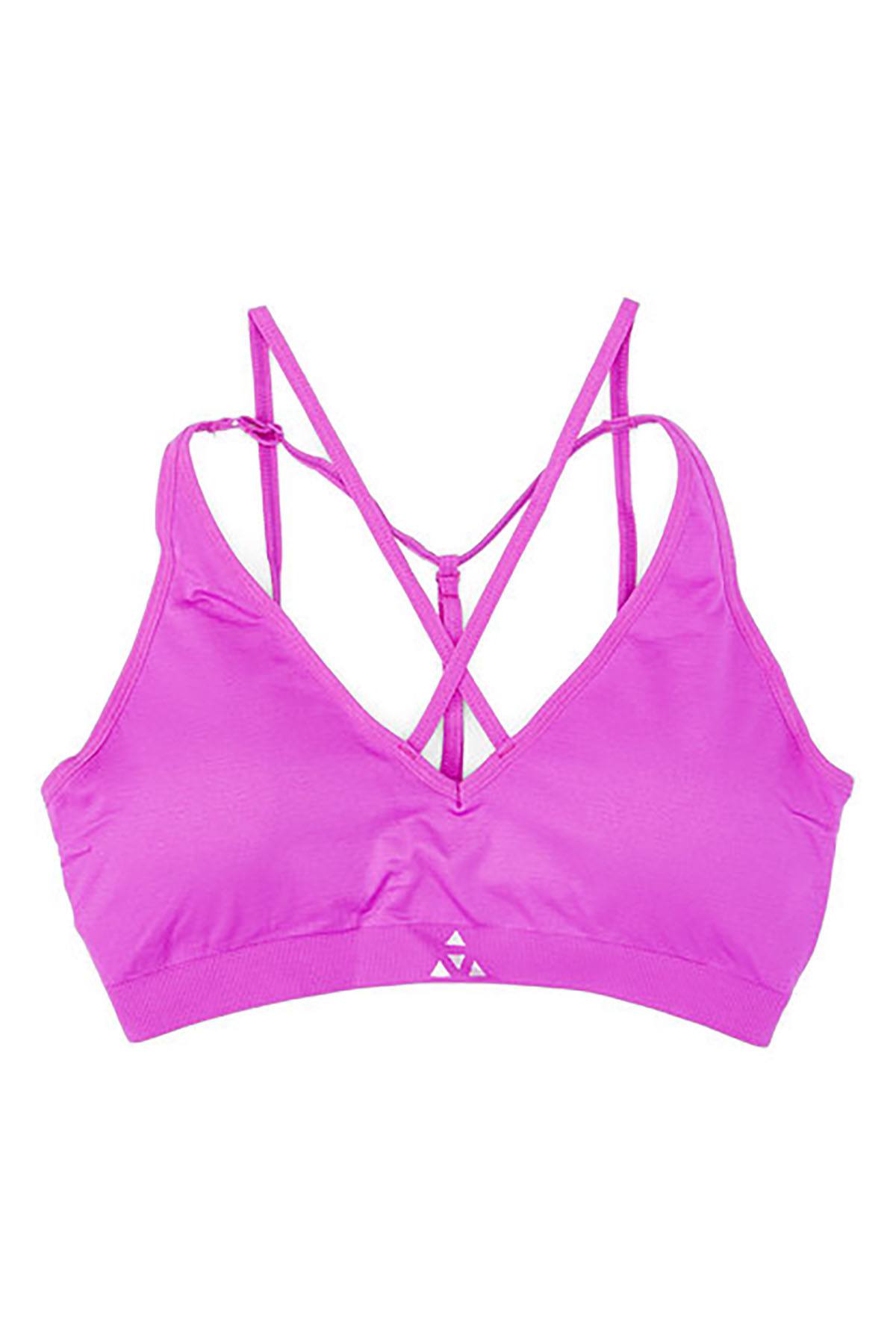 Balanced Tech Fuchsia Cross Front Seamless Bra