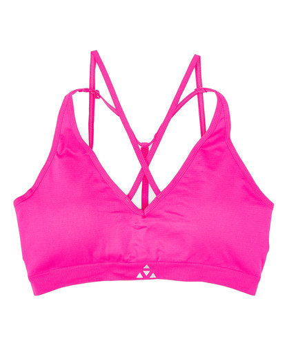 Balanced Tech Hot Pink Cross Front Seamless Bra