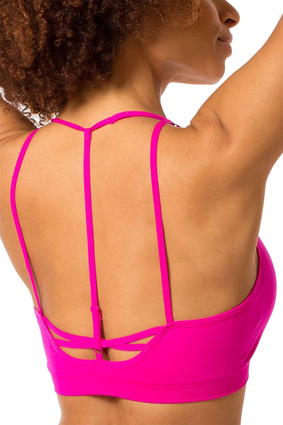 Balanced Tech Hot Pink Cross Front Seamless Bra