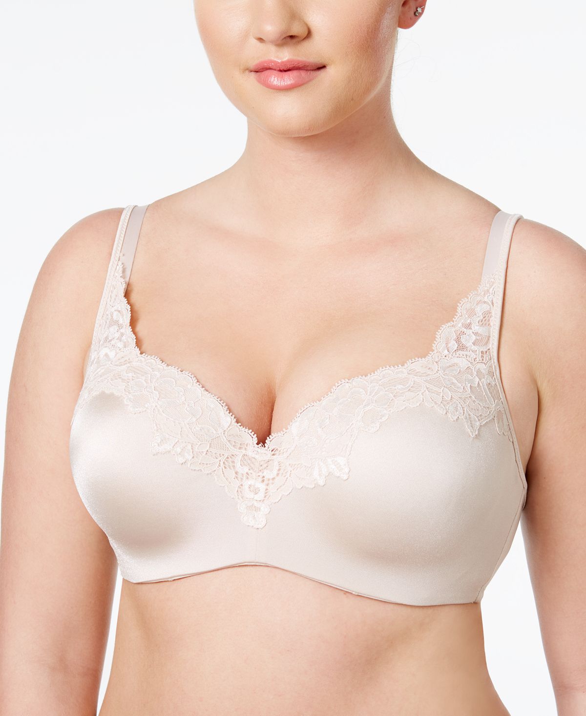 Bali One Smooth U Balconette Shaping Underwire Bra Df4823 Sandshell with Mother of Pearl Lace