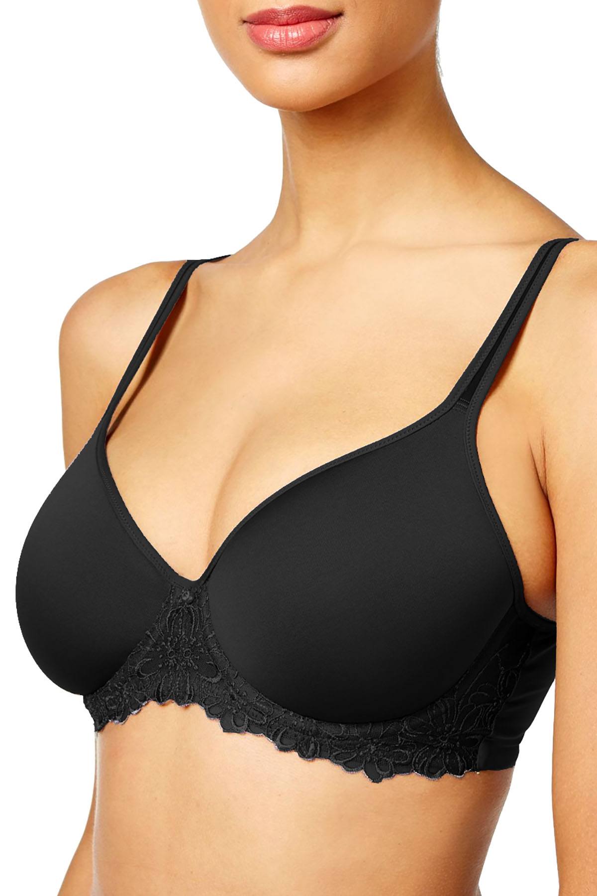 Bali One Smooth U Ultra Light Embroidered Frame Underwire Bra in Black