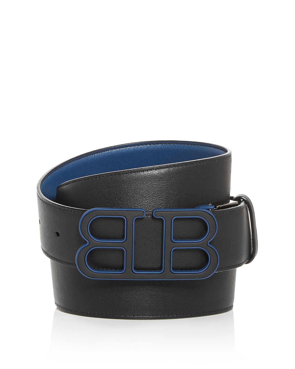 Bally Britt Mirror B Reversible Leather Belt Black/Blue