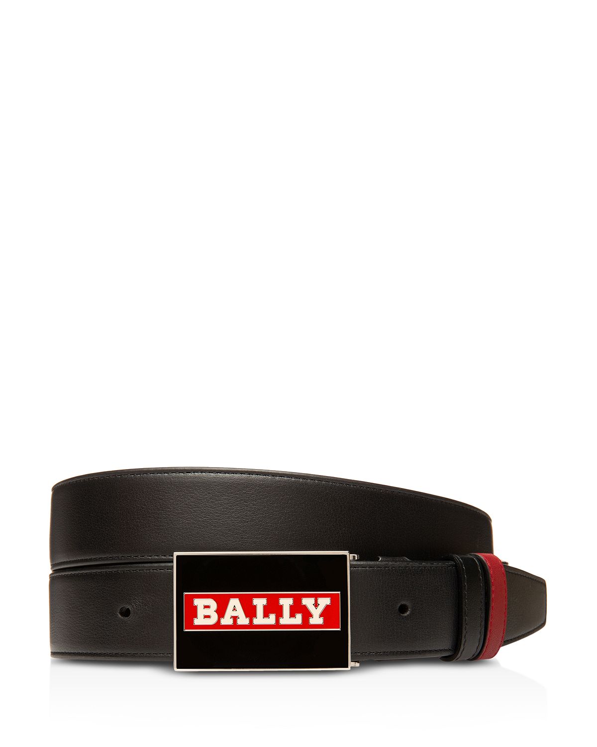 Bally Plaque Reversible Leather Belt Black