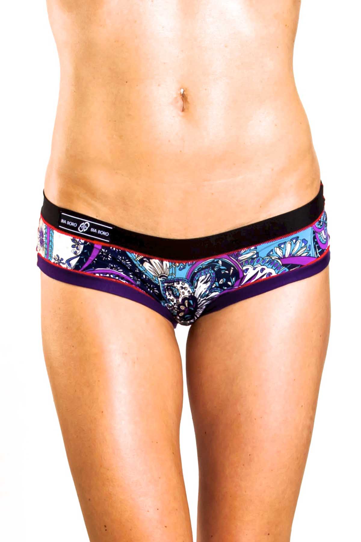 Bamboo Black/Purple Bootyshort / Swim Bottom