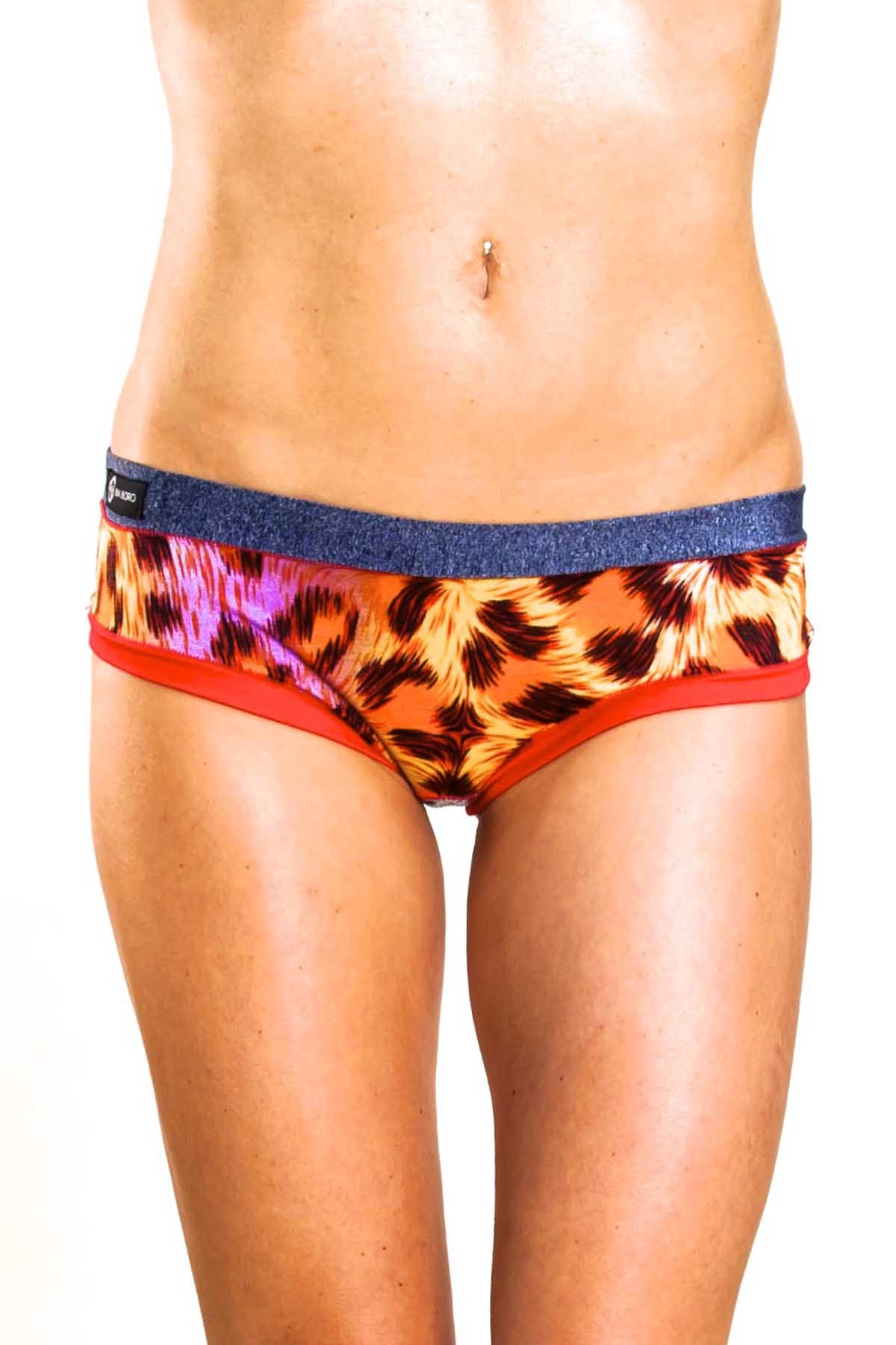 Bamboo Blue/Bright-Red Bootyshort / Swim Bottom