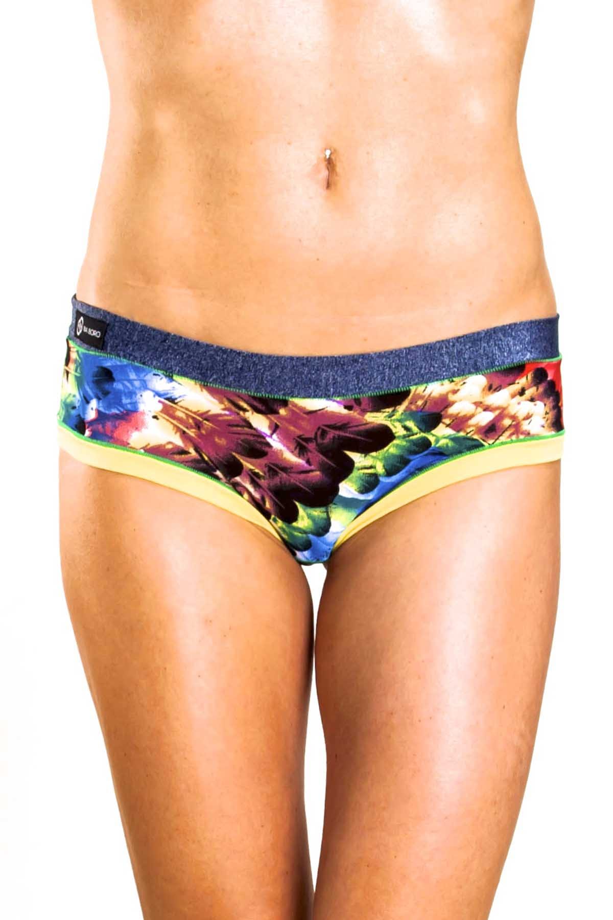 Bamboo Blue/Yellow Mix-Up Bootyshort / Swim Bottom