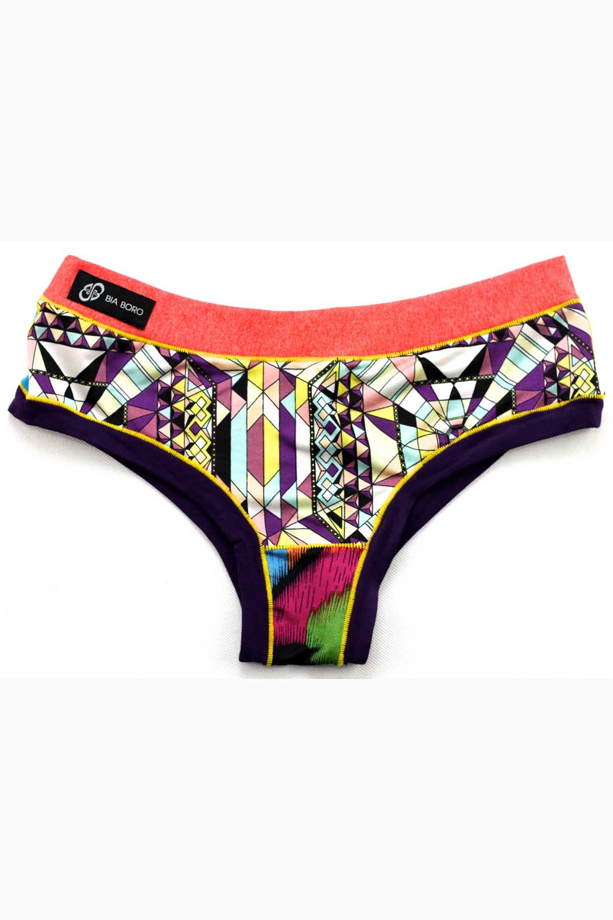 Bamboo Salmon/Purple Floral Bootyshort / Swim Bottom