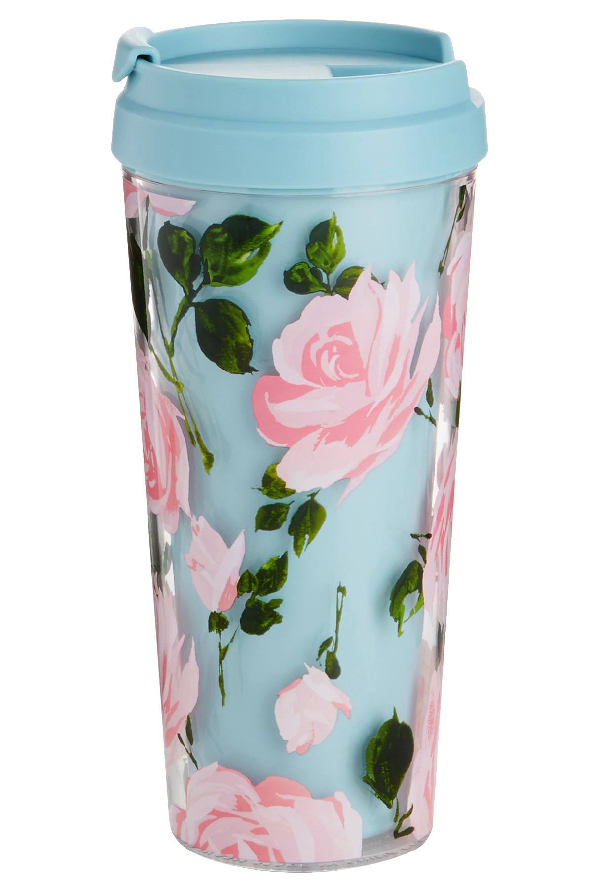 Ban.do Light-Blue/Pink Rose-Parade 16oz. Thermal Travel Mug