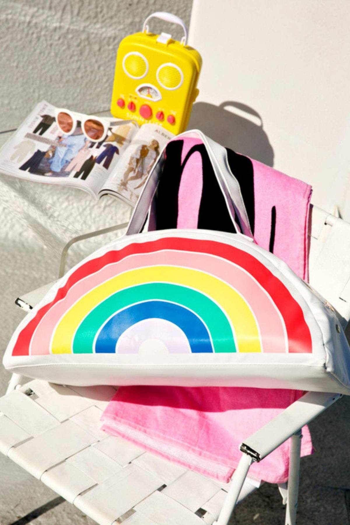 Ban.do White/Rainbow Super Chill Large Cooler Bag