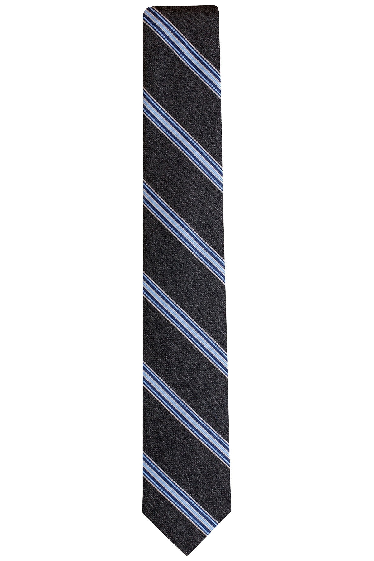 Bar III Black/Blue Corby Stripe Skinny Tie