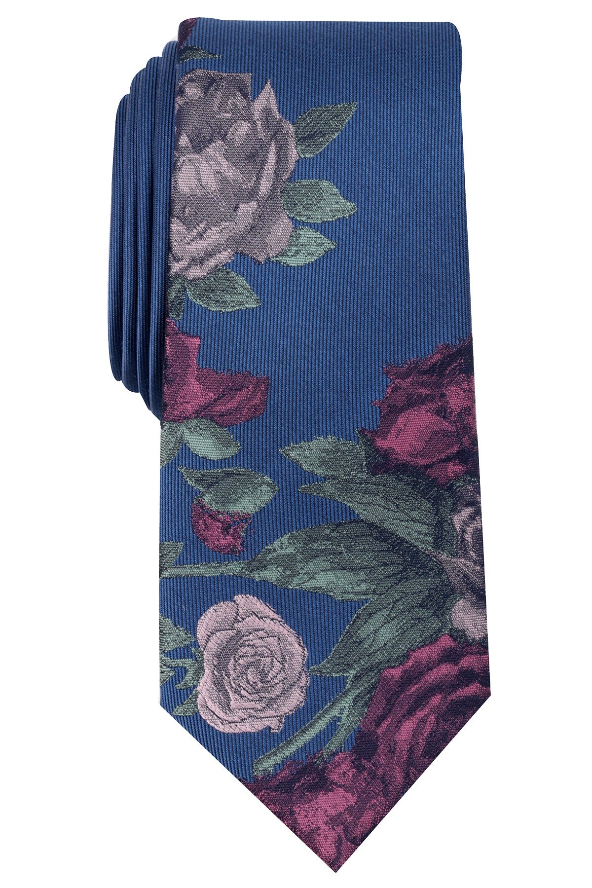 Bar III Blue Seychelle Floral Panel Skinny Tie