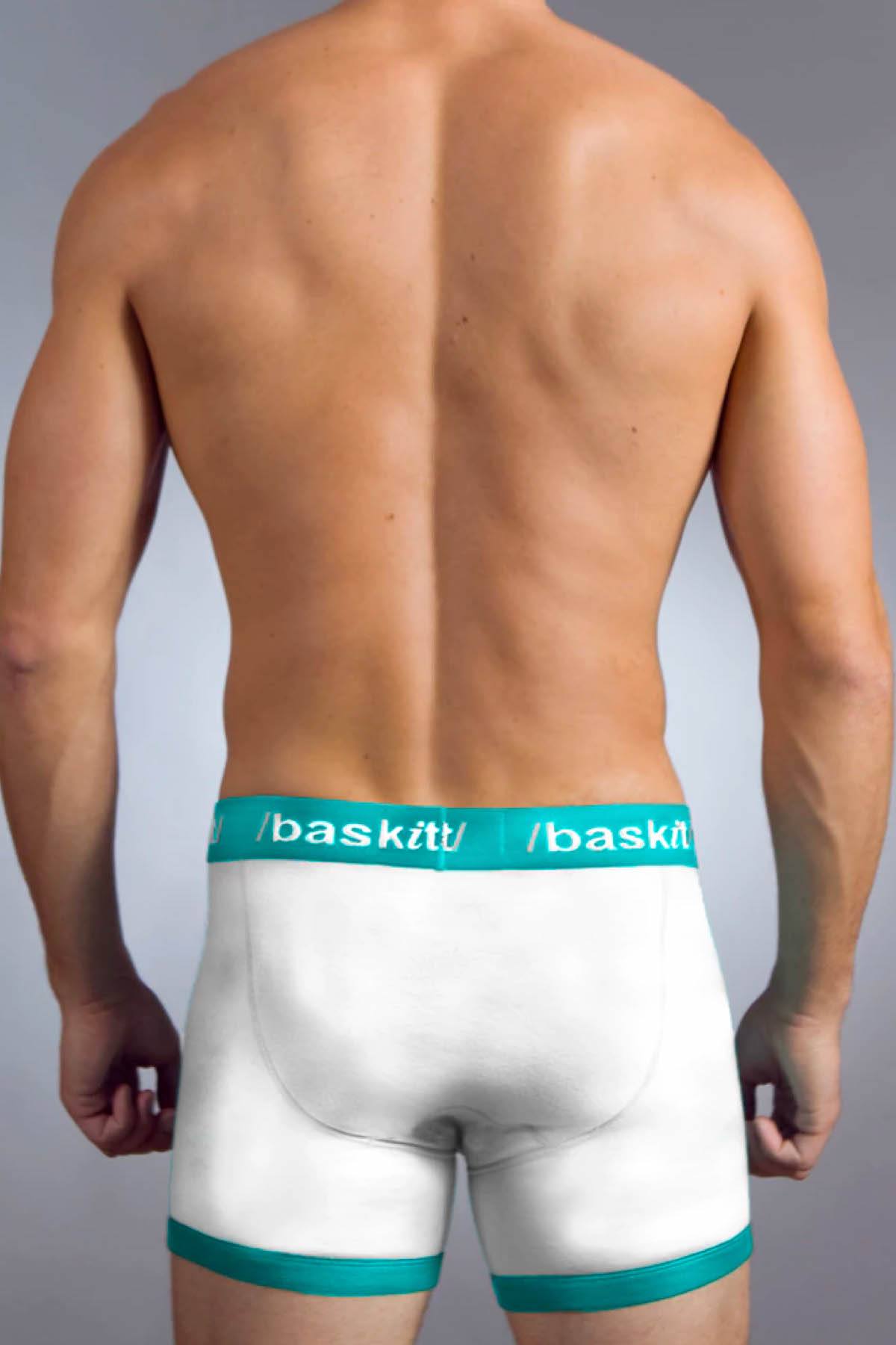 Baskit White & Atol Blue Contrast Boxer Brief