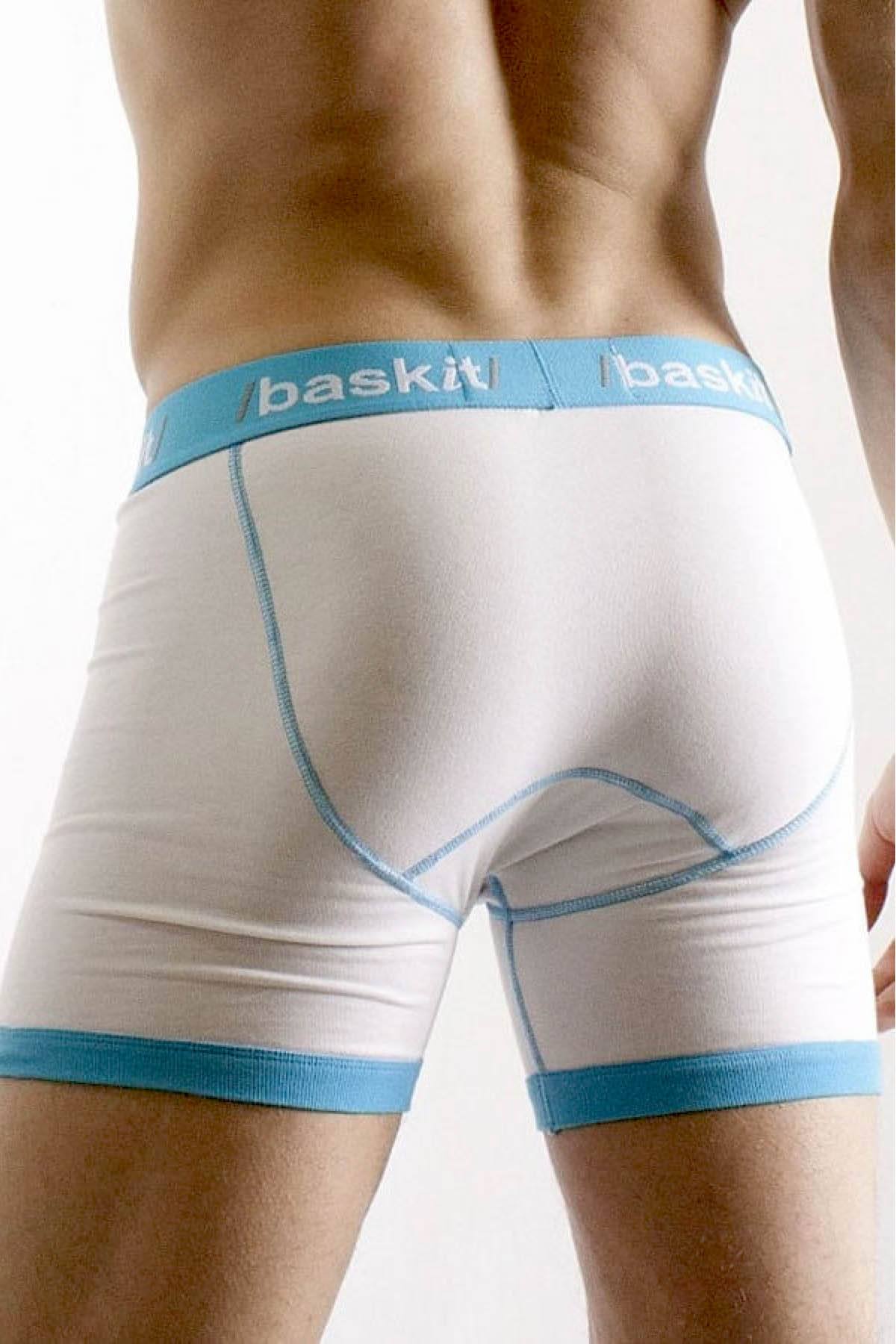 Baskit White & Atol Blue Contrast Boxer Brief