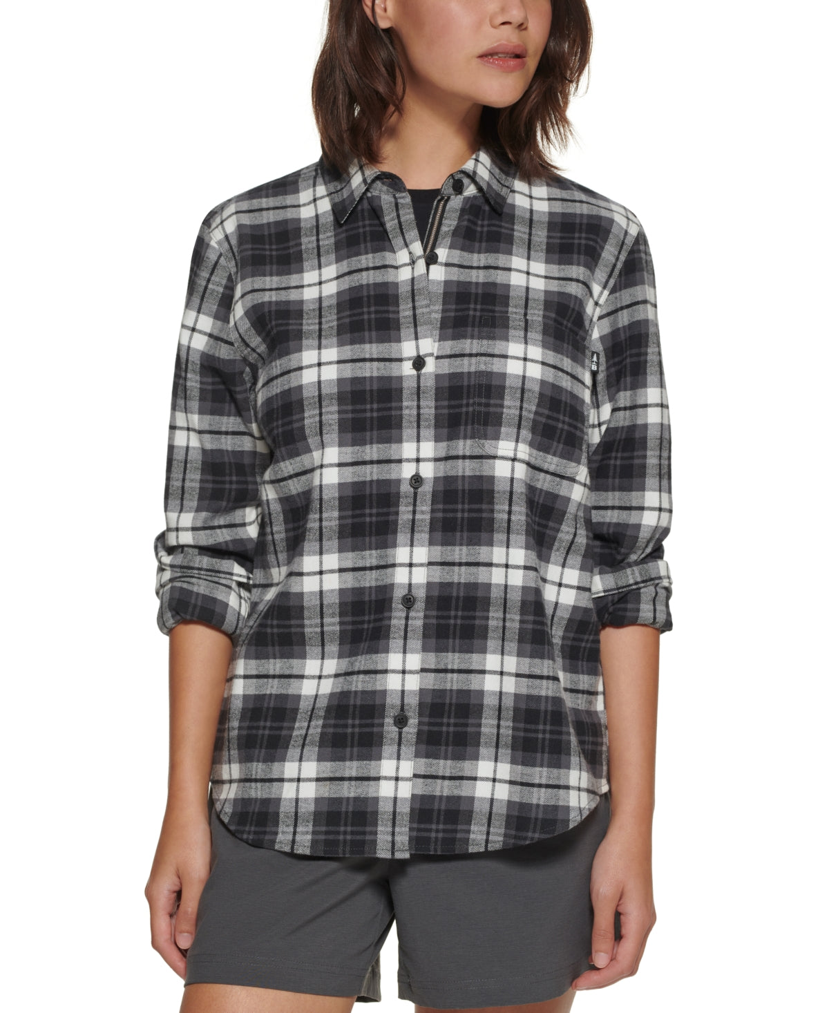 Bass Outdoor Women's Plaid Windsor Stretch Flannel Button-Down Shirt