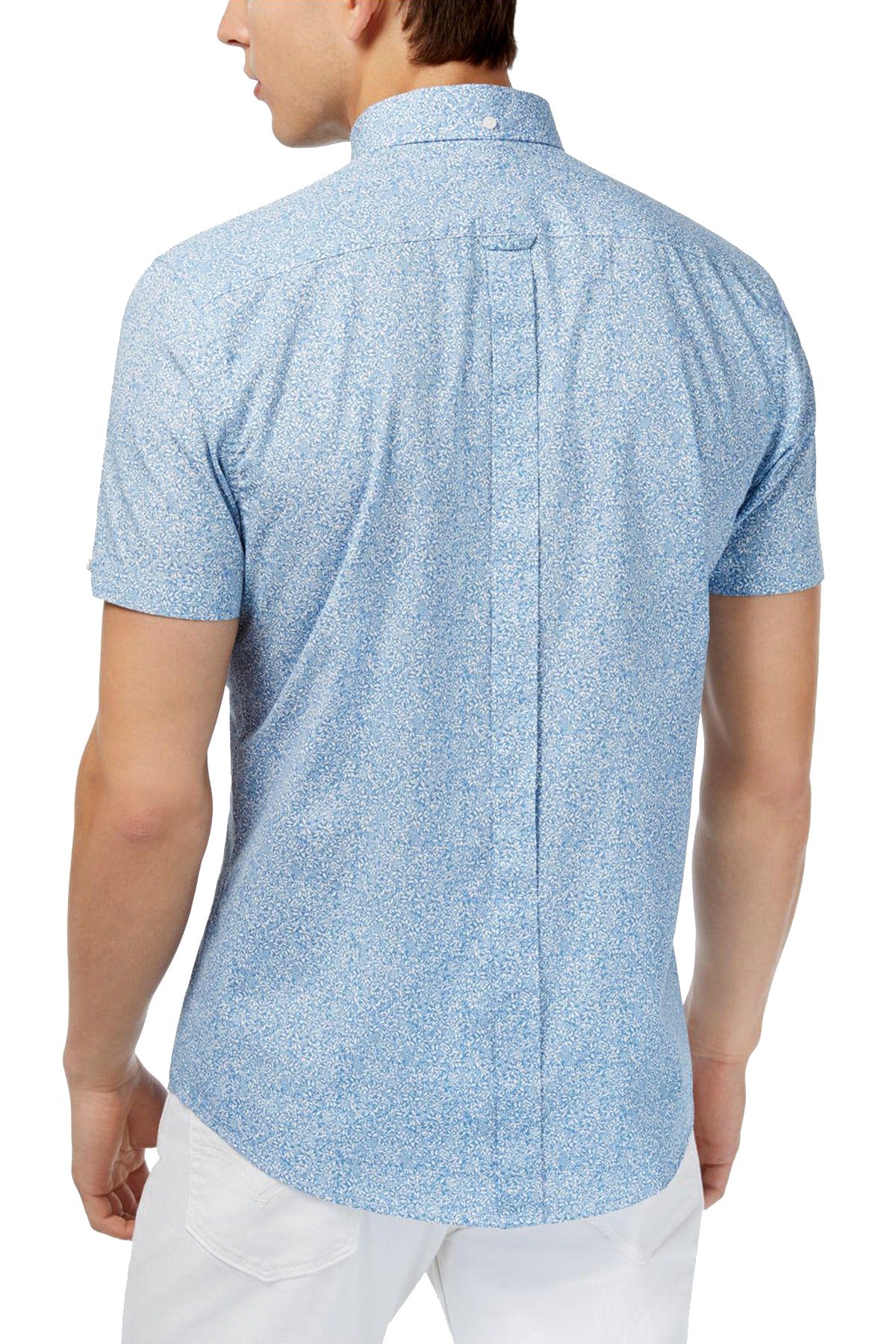 Ben Sherman Blue Summer-Sky Floral Printed Slim-Fit Button-Down Shirt