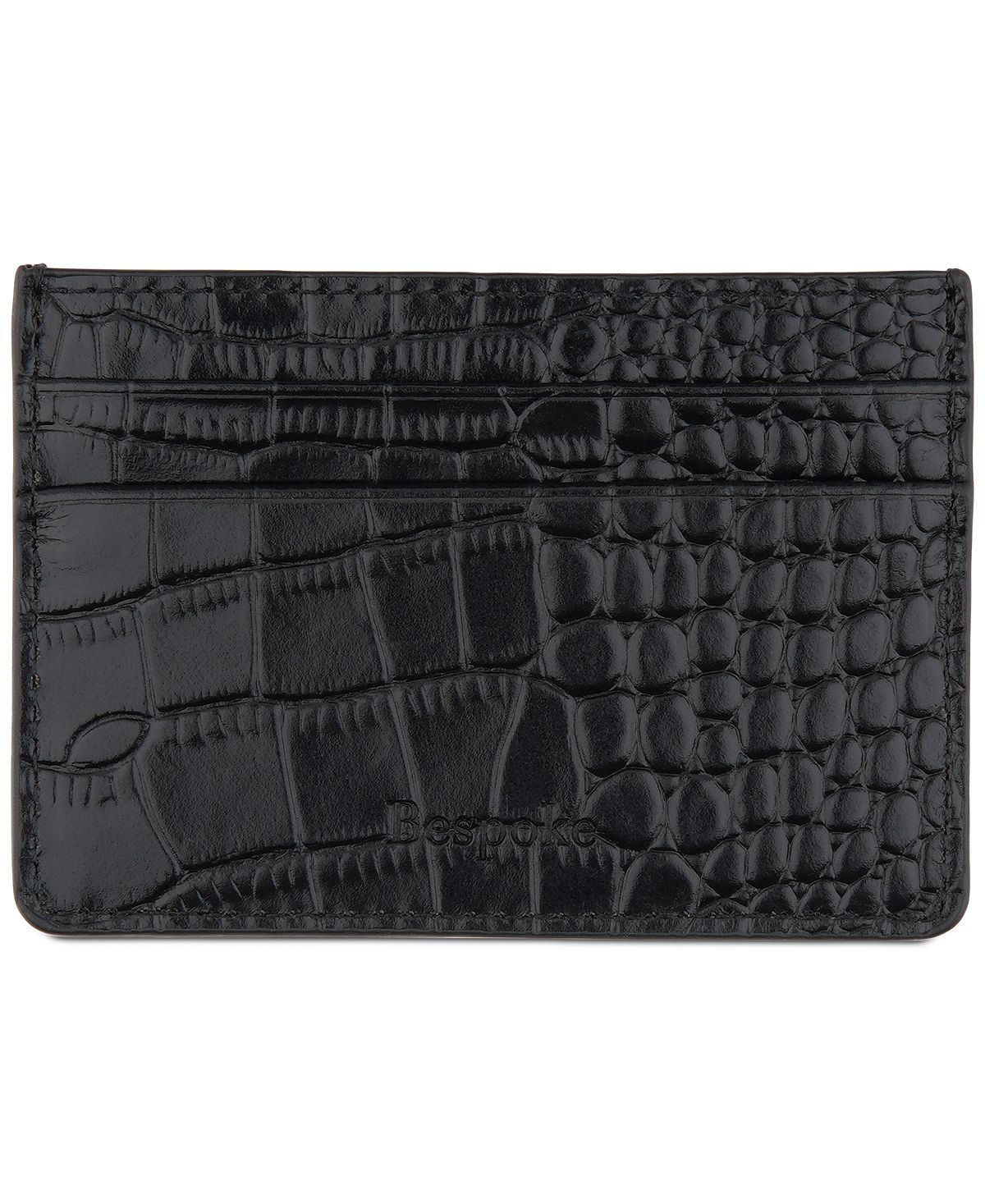 Bespoke Straight Edge Gator Embossed Leather Card Case Black