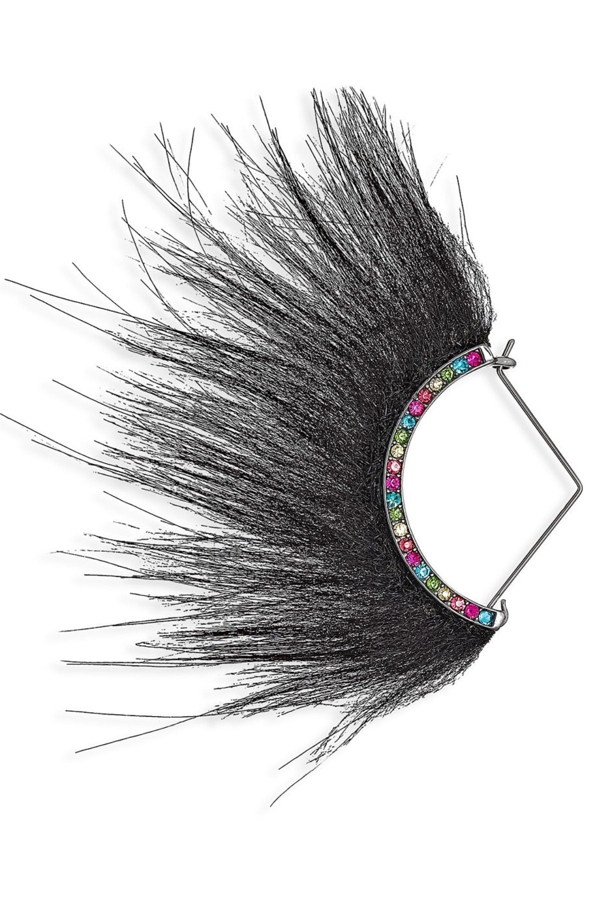 Betsey Johnson Black Faux-Fur Fan Earrings