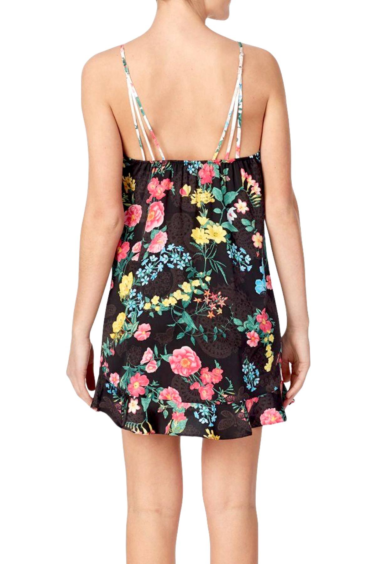 Betsey Johnson Black/Multicolor Floral Print Chemise