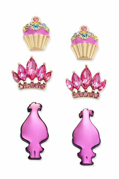 Betsey Johnson Cupcakes/Crowns/Trolls Earrings Set
