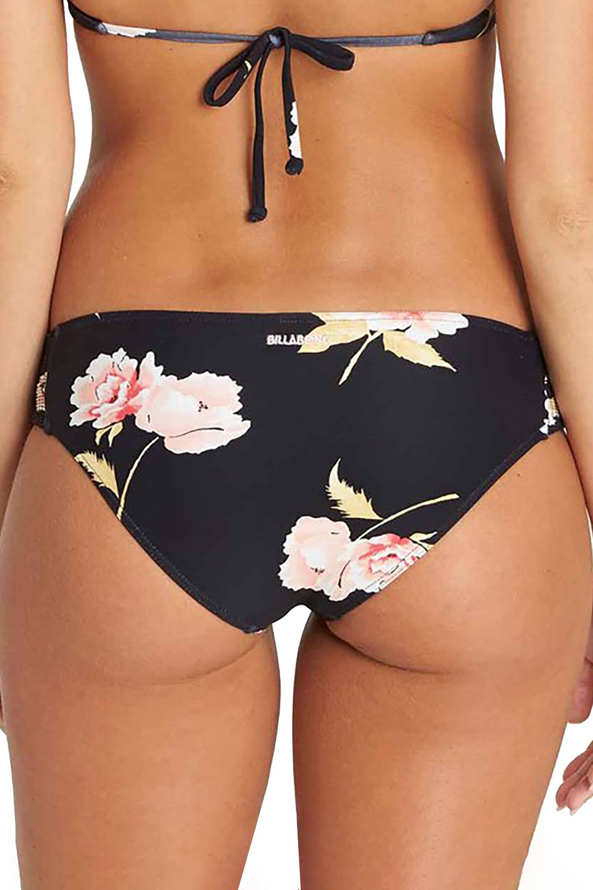 Billabong Black Floral Dawn Lowrider Bikini Bottom