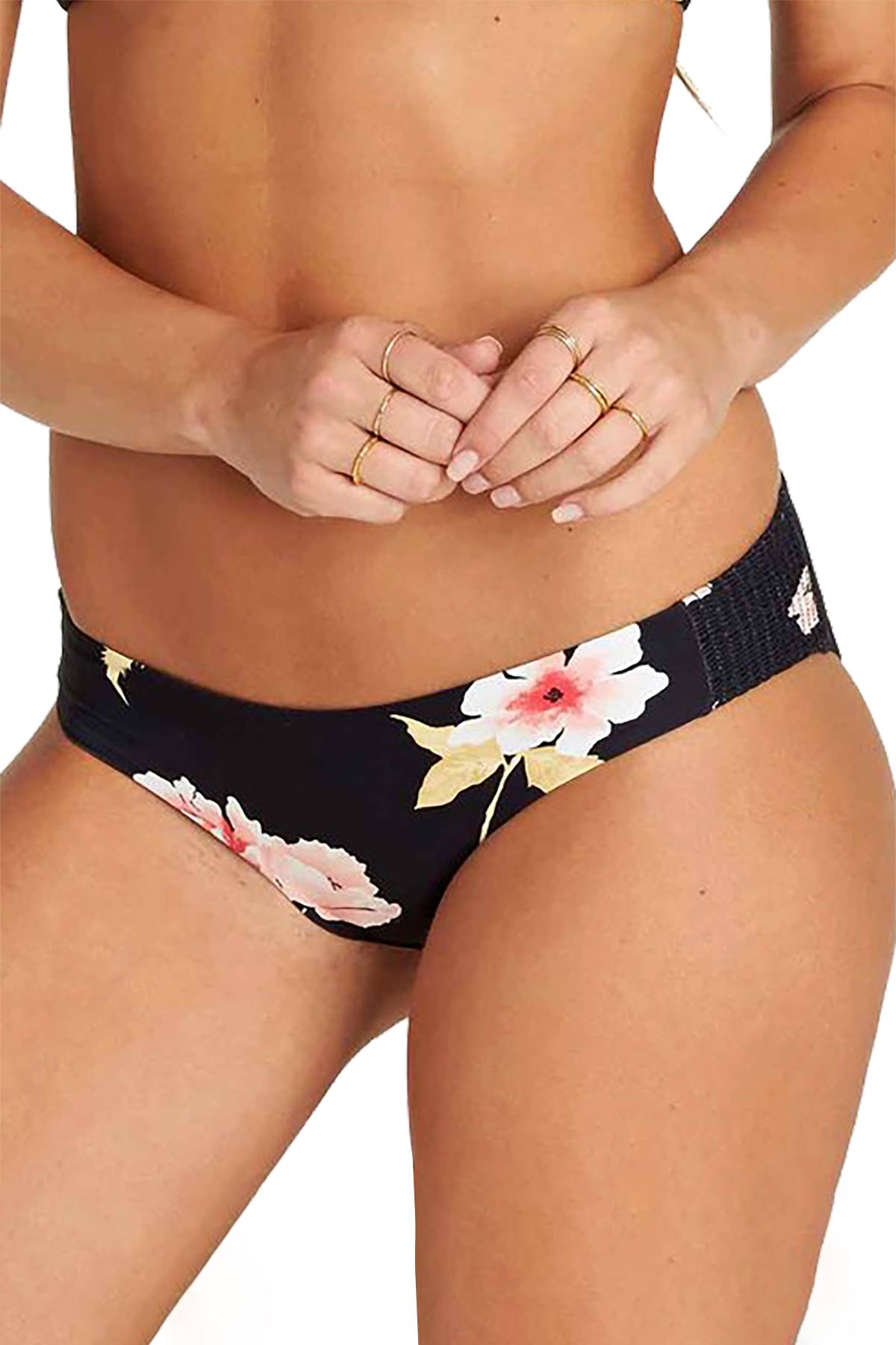 Billabong Black Floral Dawn Lowrider Bikini Bottom