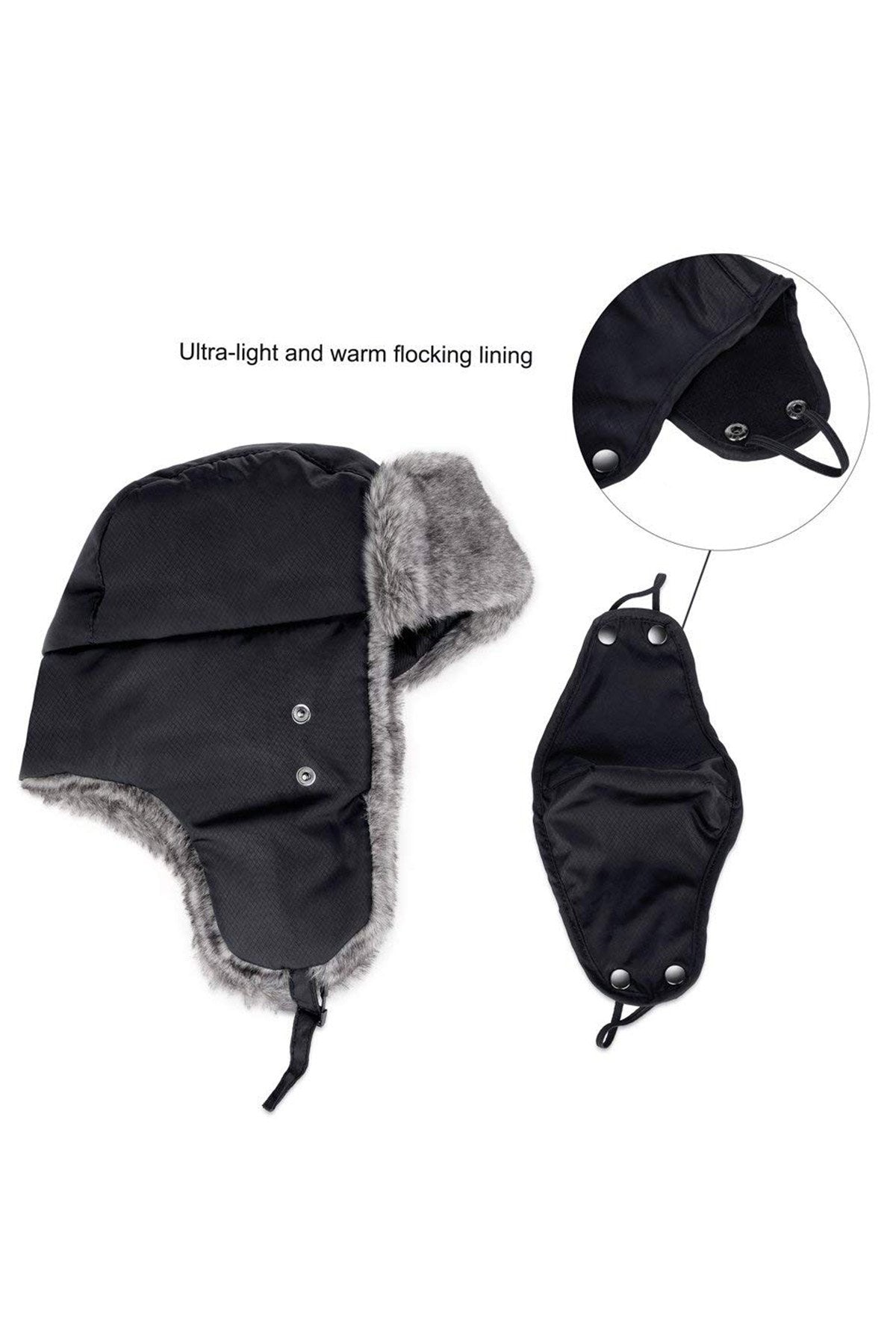 Black Unisex Trooper Trapper Hat/Mask