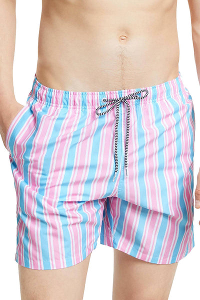 Boardies Candy Stripe Swim Trunk in Pink/Blue