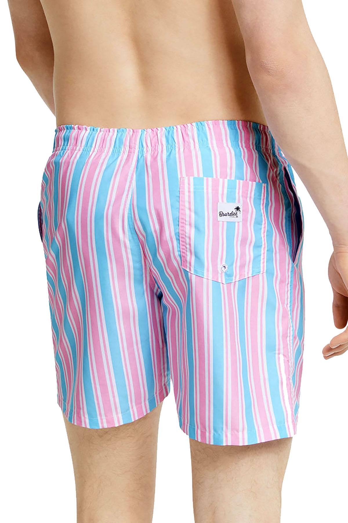 Boardies Candy Stripe Swim Trunk in Pink/Blue