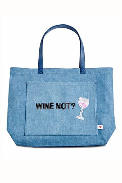 Bow & Drape Denim XL Wine Tote