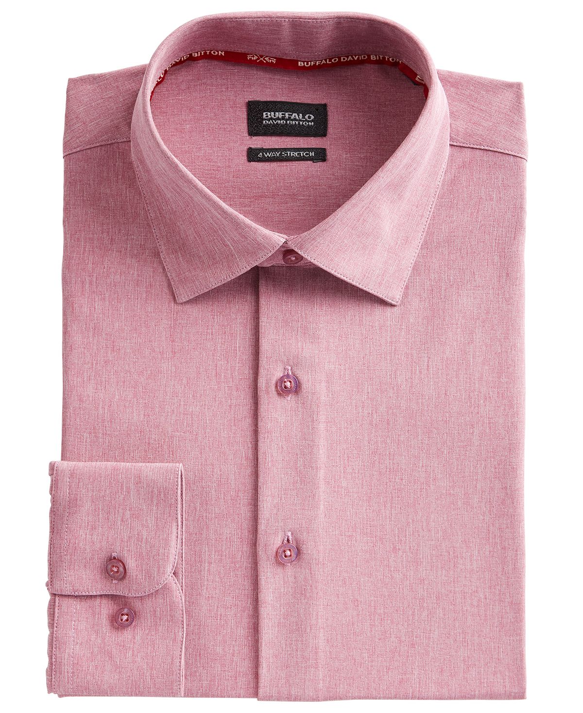 Buffalo David Bitton Slim-fit Performance Stretch Rose Chambray Dress Shirt Rose