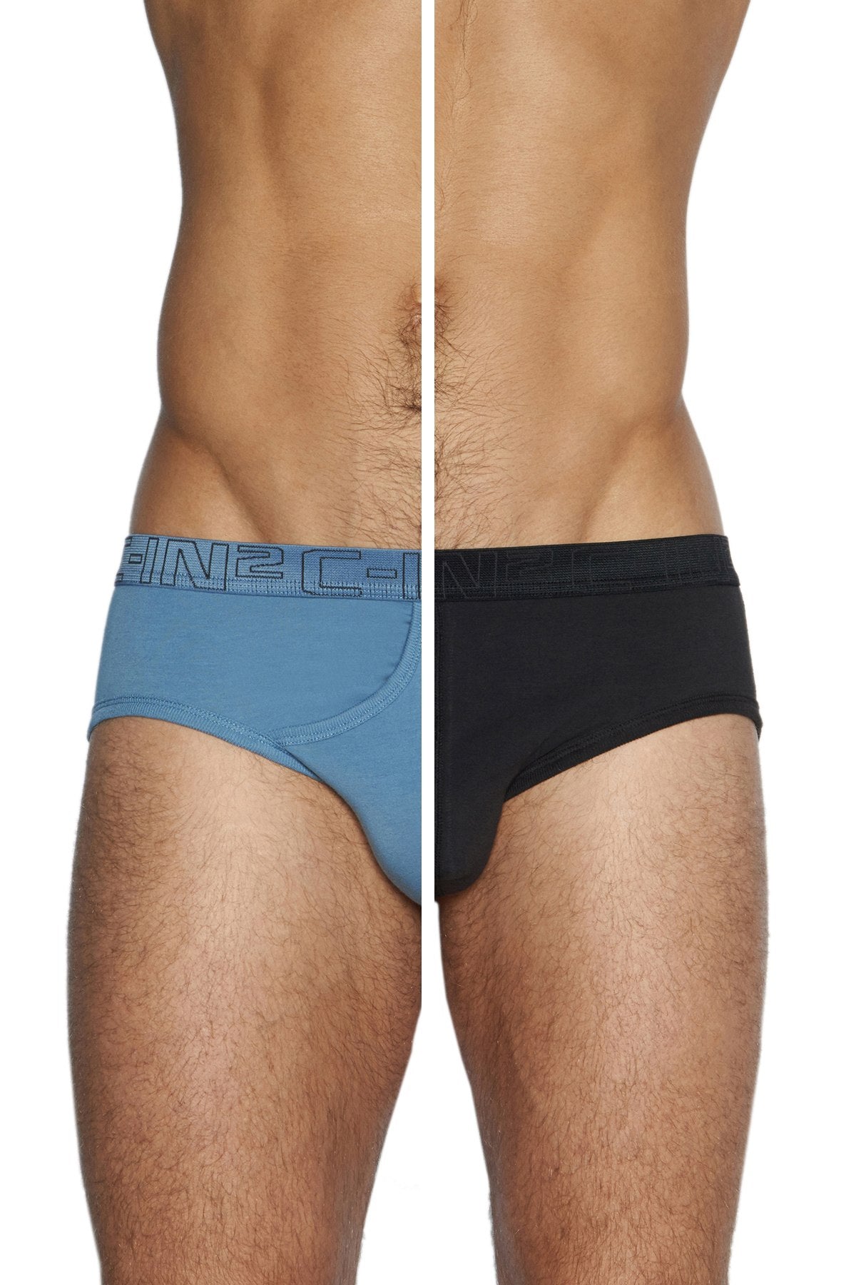 C-IN2 70's-Blue/Black Slash Mid-Rise Brief 2-Pack