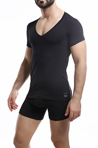 C4M Black Deep V Neck Shirt