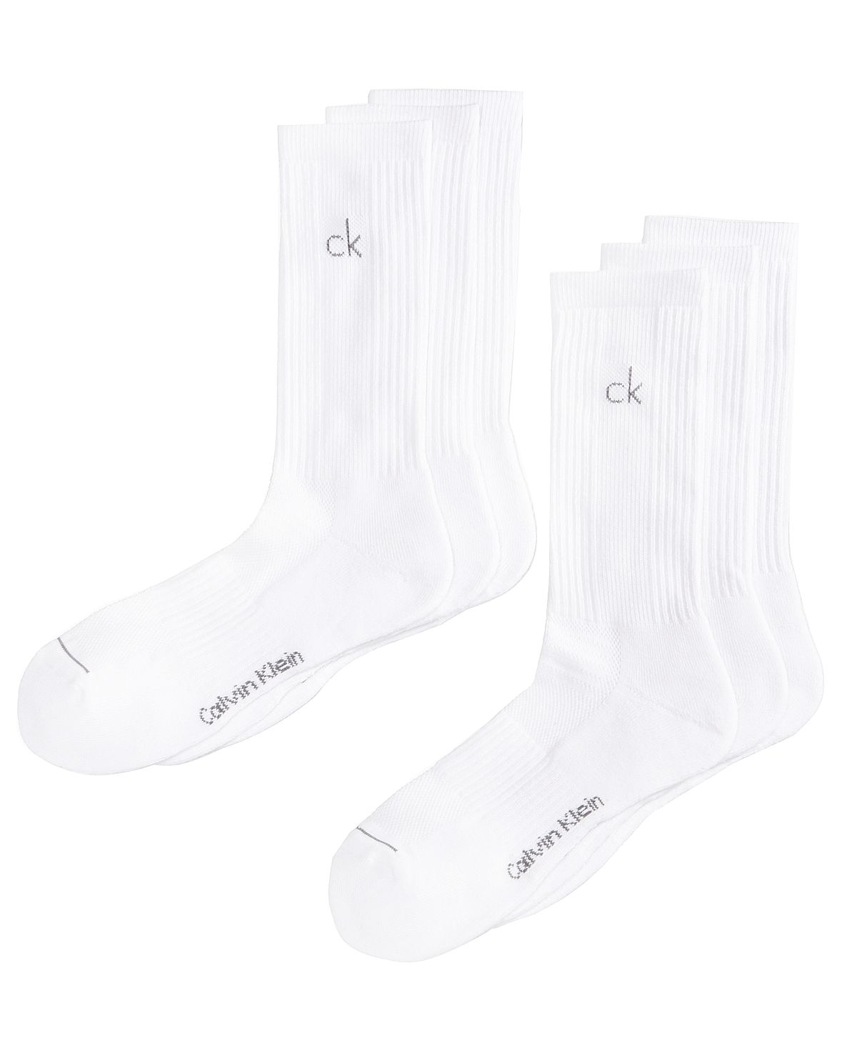 Calvin Klein Athletic Performance Crew Socks 6-pack White