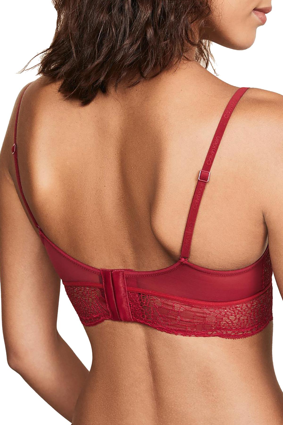 Calvin Klein Black Label Crackled Lace Triangle Bralette in Ember Blaze