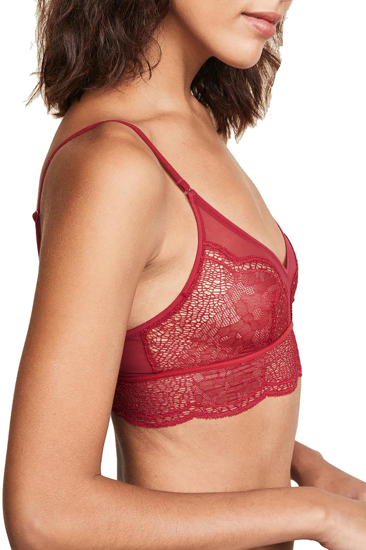 Calvin Klein Black Label Crackled Lace Triangle Bralette in Ember Blaze