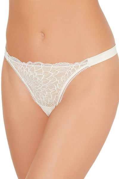Calvin Klein Black Label Fan Floral Lace Thong in Ivory
