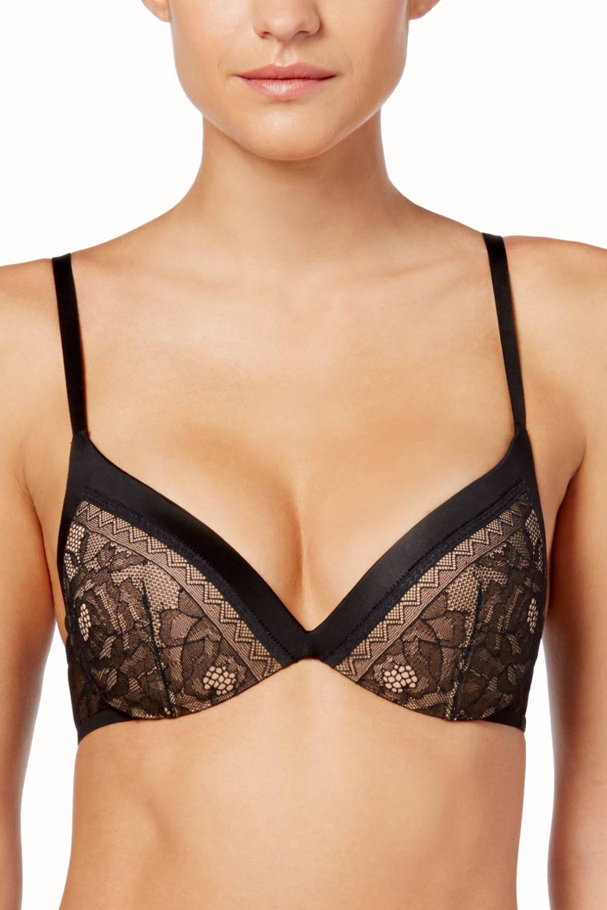 Calvin Klein Black Label Obsess Plunge Push Up Bra in Black